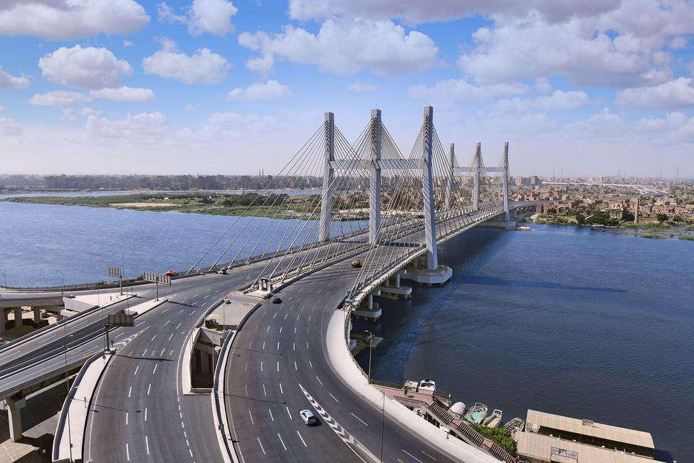 Rod El Farag Axis Bridge, recognized by the Guinness World Records as the world’s widest cable-stayed bridge.